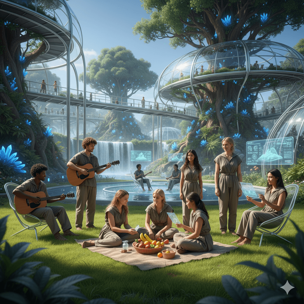 A network of interconnected people forming a global family.